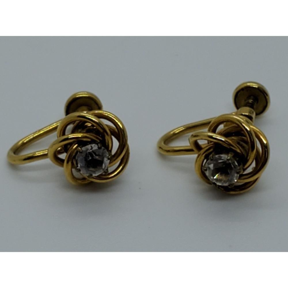 Vintage B & N Goldtone Love Knot Screw Post Earrings